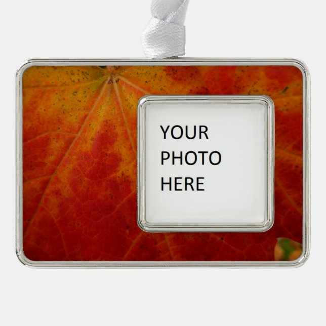 Red Maple Leaf Abstract Autumn Nature Photography Christmas Ornament (Front)