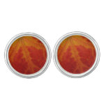 Red Maple Leaf Abstract Autumn Nature Photography Cufflinks