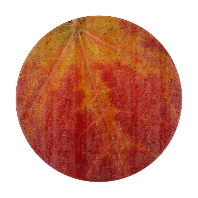 Red Maple Leaf Abstract Autumn Nature Photography Cutting Board (Front)