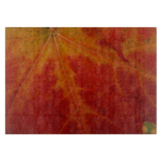 Red Maple Leaf Abstract Autumn Nature Photography Cutting Board (Front)