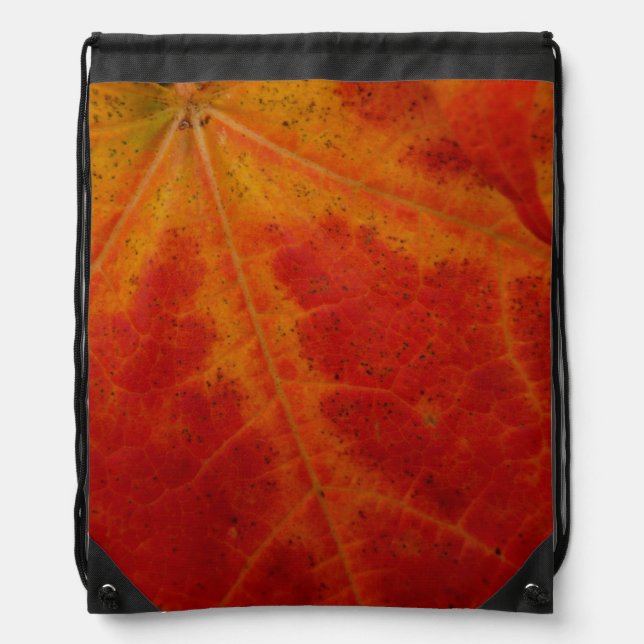 Red Maple Leaf Abstract Autumn Nature Photography Drawstring Bag (Front)