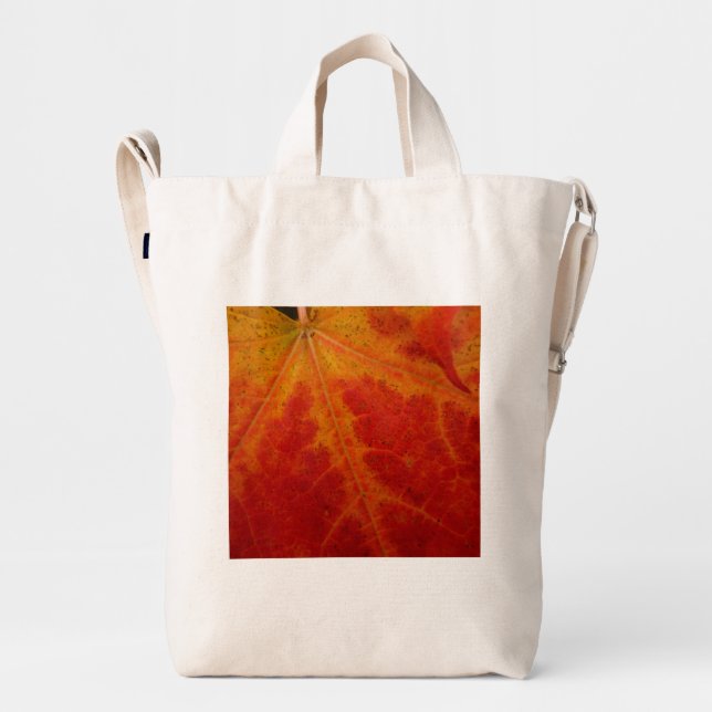 Red Maple Leaf Abstract Autumn Nature Photography Duck Bag (Back)
