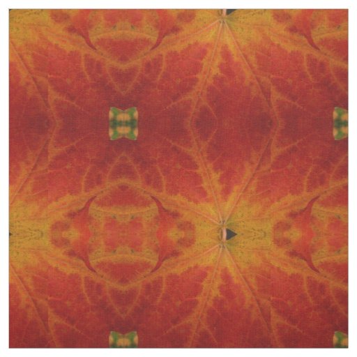 Red Maple Leaf Abstract Autumn Nature Photography Fabric