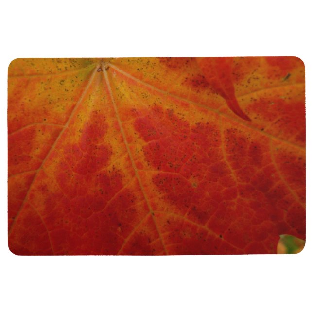 Red Maple Leaf Abstract Autumn Nature Photography Floor Mat (Front)