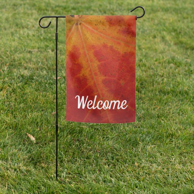 Red Maple Leaf Abstract Autumn Nature Photography Garden Flag (In SItu)