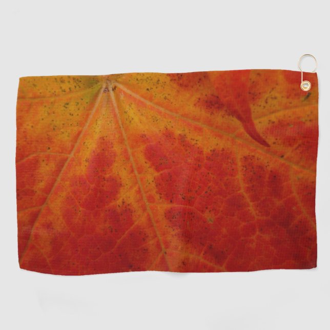 Red Maple Leaf Abstract Autumn Nature Photography Golf Towel (Horizontal)
