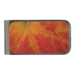 Red Maple Leaf Abstract Autumn Nature Photography Gunmetal Finish Money Clip