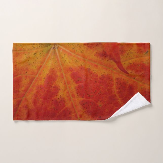Red Maple Leaf Abstract Autumn Nature Photography Hand Towel (Hand Towel)