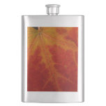 Red Maple Leaf Abstract Autumn Nature Photography Hip Flask