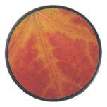 Red Maple Leaf Abstract Autumn Nature Photography Hockey Puck