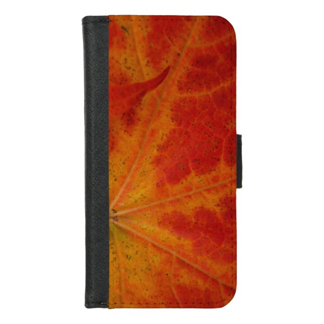 Red Maple Leaf Abstract Autumn Nature Photography iPhone Wallet Case (Front)