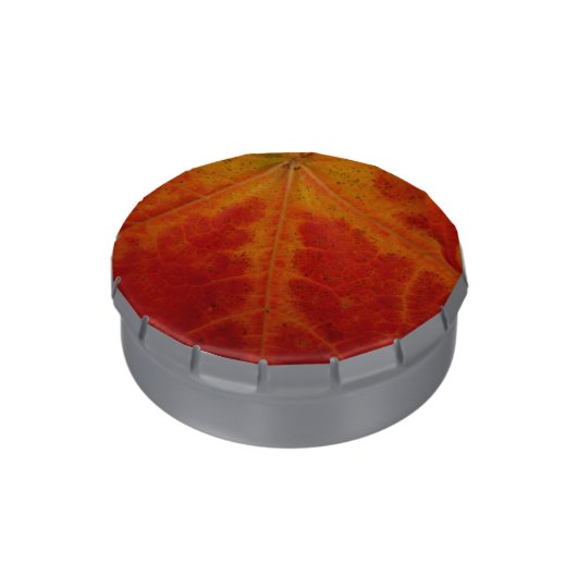 Red Maple Leaf Abstract Autumn Nature Photography Jelly Belly Candy Tin (Side)