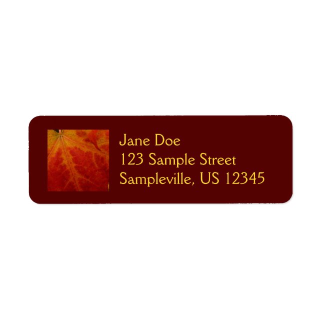 Red Maple Leaf Abstract Autumn Nature Photography Label (Front)
