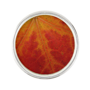 Red Maple Leaf Abstract Autumn Nature Photography Lapel Pin