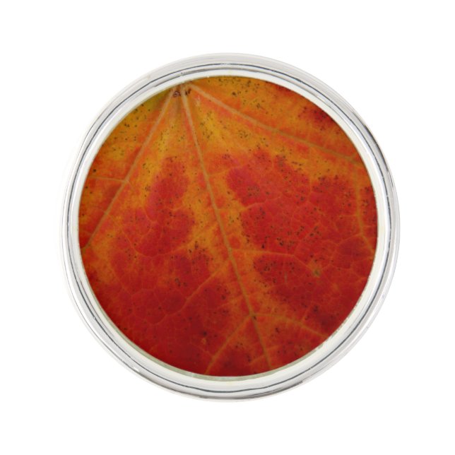 Red Maple Leaf Abstract Autumn Nature Photography Lapel Pin (Front)