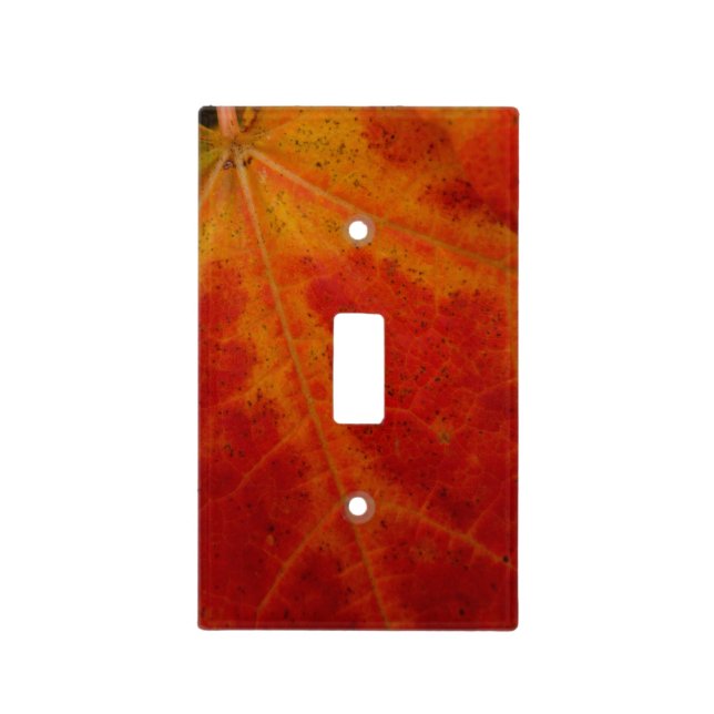 Red Maple Leaf Abstract Autumn Nature Photography Light Switch Cover (Front)