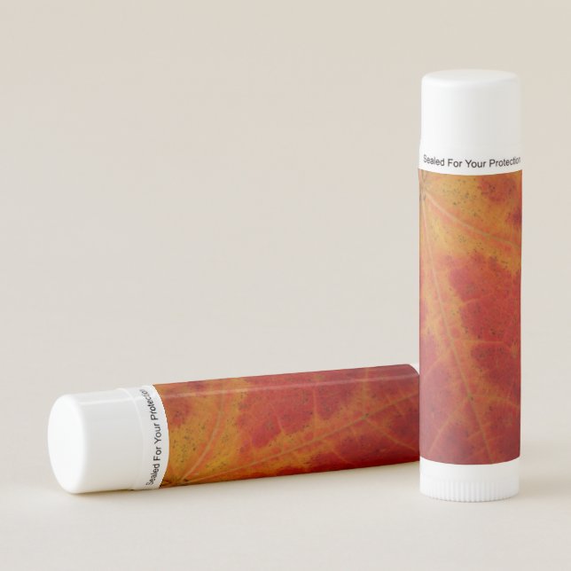 Red Maple Leaf Abstract Autumn Nature Photography Lip Balm (Front)