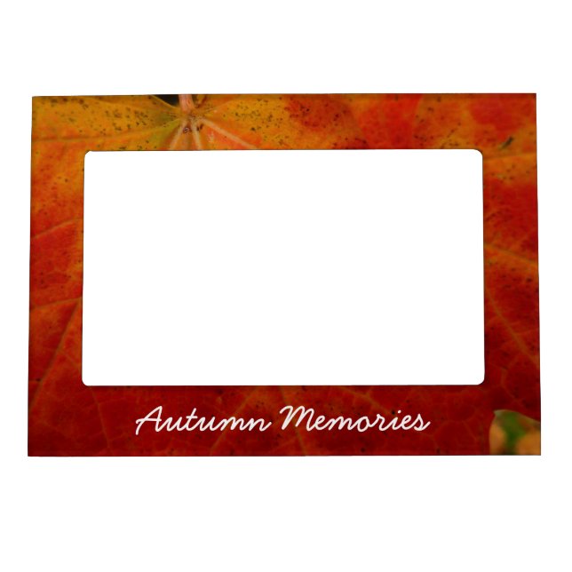 Red Maple Leaf Abstract Autumn Nature Photography Magnetic Frame (Front)