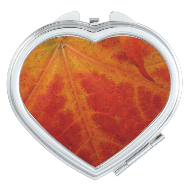 Red Maple Leaf Abstract Autumn Nature Photography Makeup Mirror (Front)