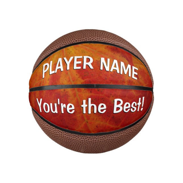Red Maple Leaf Abstract Autumn Nature Photography Mini Basketball (Front)