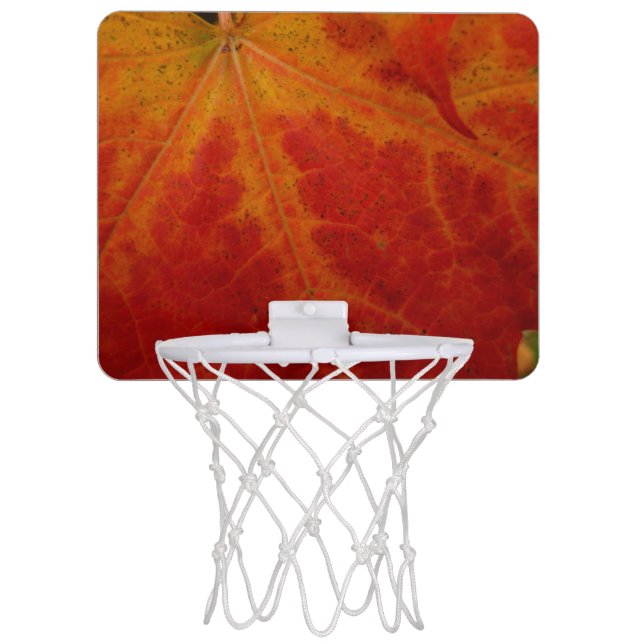 Red Maple Leaf Abstract Autumn Nature Photography Mini Basketball Hoop (Front)