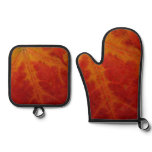 Red Maple Leaf Abstract Autumn Nature Photography Oven Mitt & Pot Holder Set