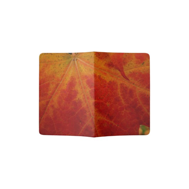 Red Maple Leaf Abstract Autumn Nature Photography Passport Holder (Opened)