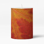 Red Maple Leaf Abstract Autumn Nature Photography Pillar Candle
