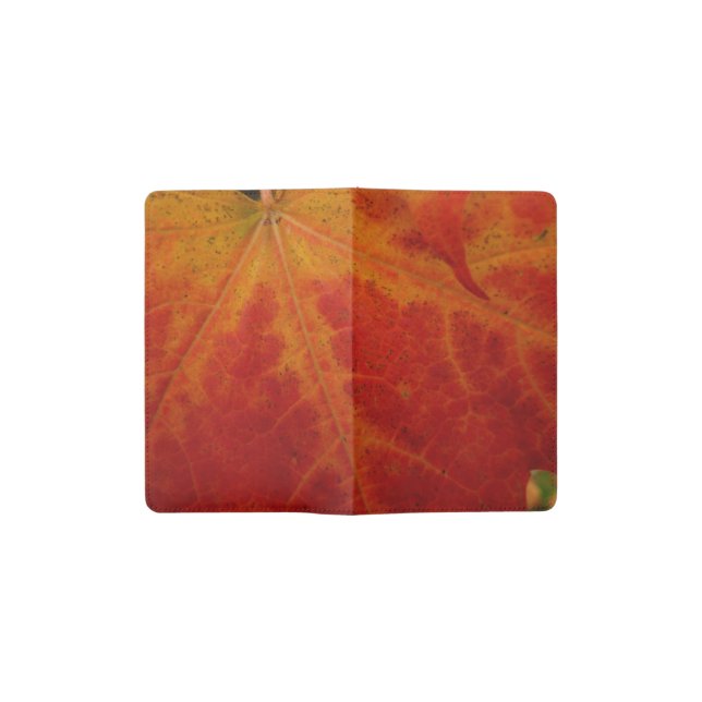 Red Maple Leaf Abstract Autumn Nature Photography Pocket Moleskine Notebook (Opened)