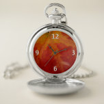 Red Maple Leaf Abstract Autumn Nature Photography Pocket Watch