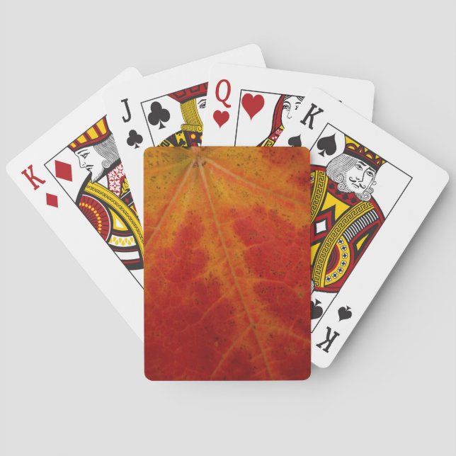Red Maple Leaf Abstract Autumn Nature Photography Poker Cards (Back)