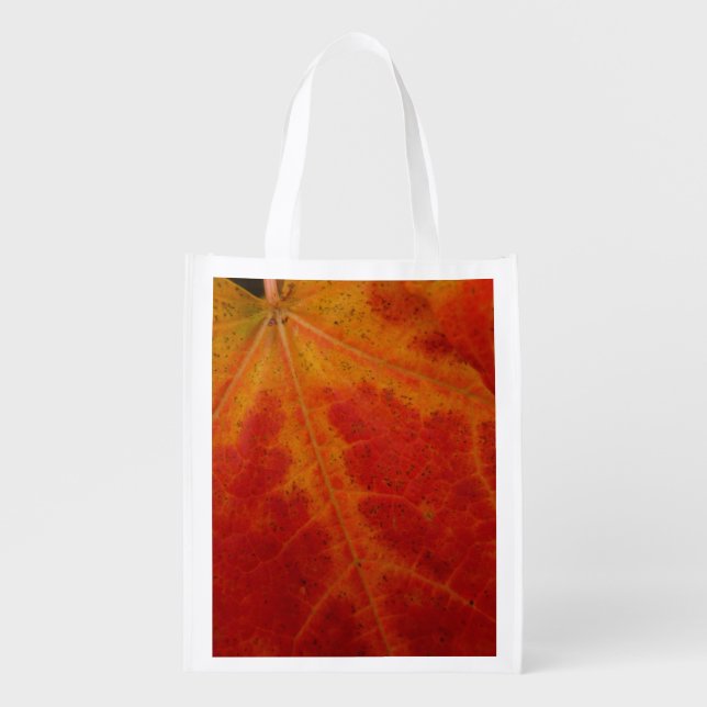 Red Maple Leaf Abstract Autumn Nature Photography Reusable Grocery Bag (Front)