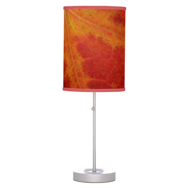 Red Maple Leaf Abstract Autumn Nature Photography Table Lamp (Front)