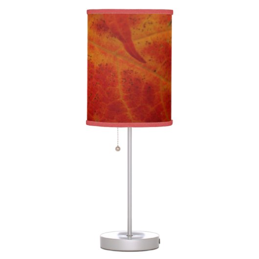 Red Maple Leaf Abstract Autumn Nature Photography Table Lamp (Right)