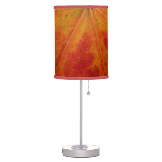 Red Maple Leaf Abstract Autumn Nature Photography Table Lamp (Left)