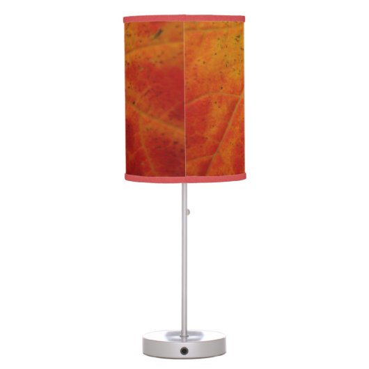 Red Maple Leaf Abstract Autumn Nature Photography Table Lamp (Back)