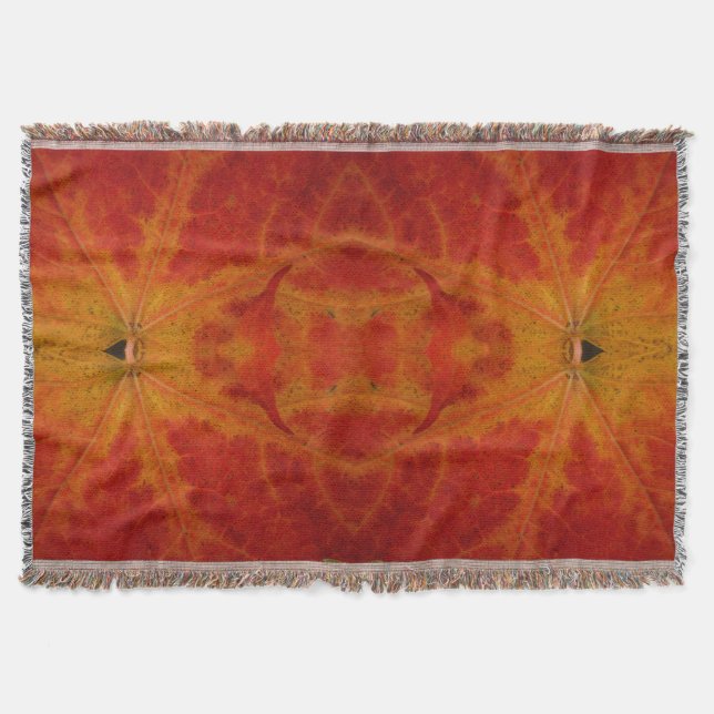 Red Maple Leaf Abstract Autumn Nature Photography Throw Blanket (Front)