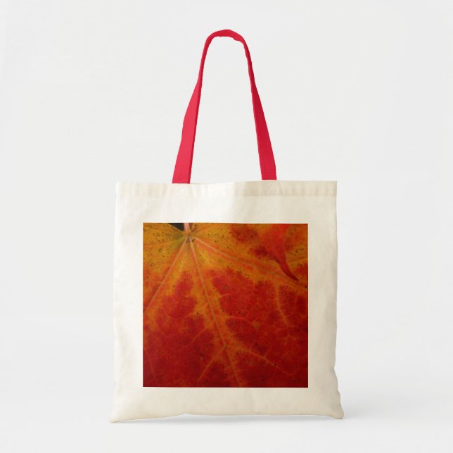 Red Maple Leaf Abstract Autumn Nature Photography Tote Bag (Front)