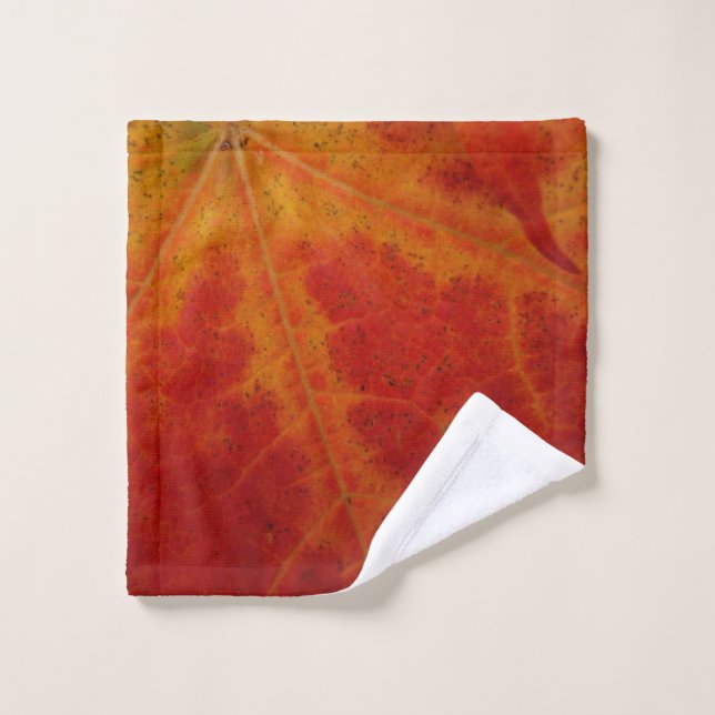 Red Maple Leaf Abstract Autumn Nature Photography Wash Cloth (Wash Cloth)