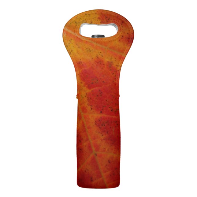 Red Maple Leaf Abstract Autumn Nature Photography Wine Bag (Front)