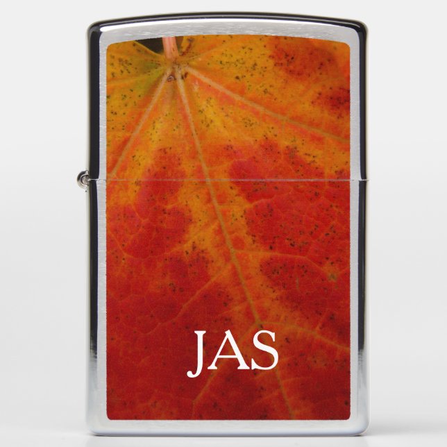 Red Maple Leaf Abstract Autumn Nature Photography Zippo Lighter (Front)