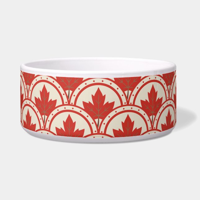 Red Maple Leaf Art Deco Design Bowl (Front)