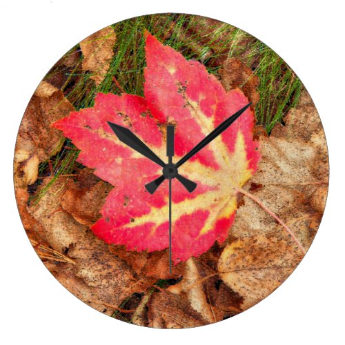 Red Maple Leaf Autumn Large Clock