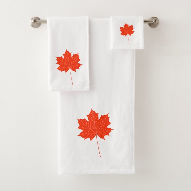 Red maple leaf bath towel set (Insitu)