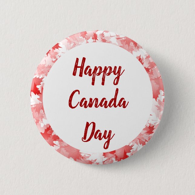 Red Maple Leaf Canada Symbol Emblem Flag Logo Button (Front)