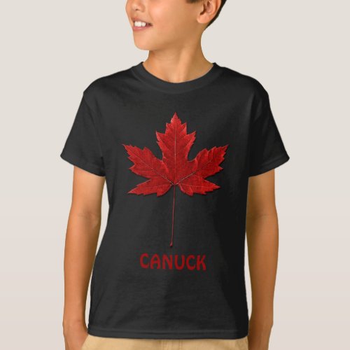 Red Maple Leaf Canadian Emblem Canuck for Kids T_Shirt