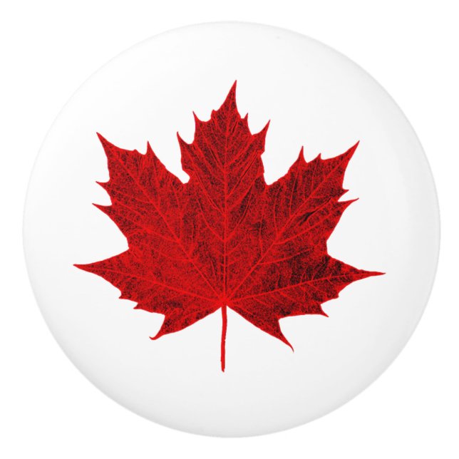Red Maple Leaf Ceramic Knob (Front)