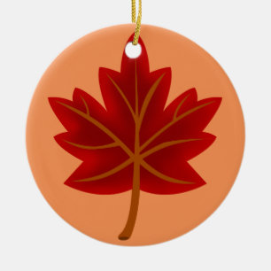 Red Maple Leaf Ceramic Ornament