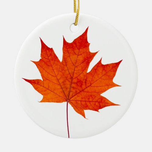 Red maple leaf ceramic ornament