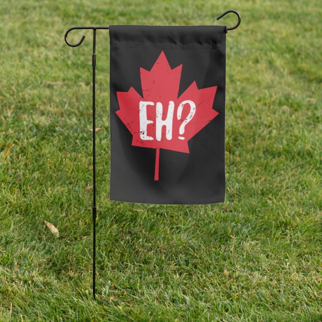 Red maple leaf Eh? Canada day distressed Garden Flag (In SItu)